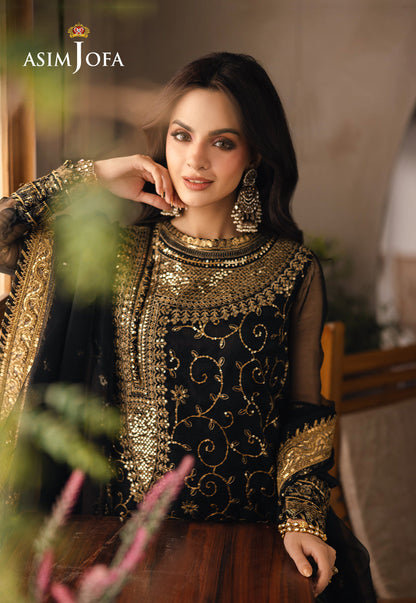 Asim Jofa | Heeriye Formals | AJHE-04 M Black Organza