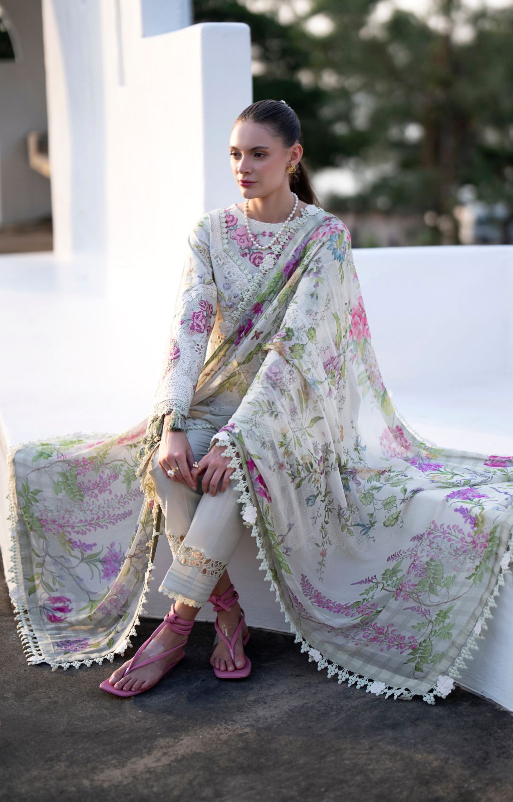 AJR Couture | Printakari Lawn 25 | Aleesia XL Mint Lawn