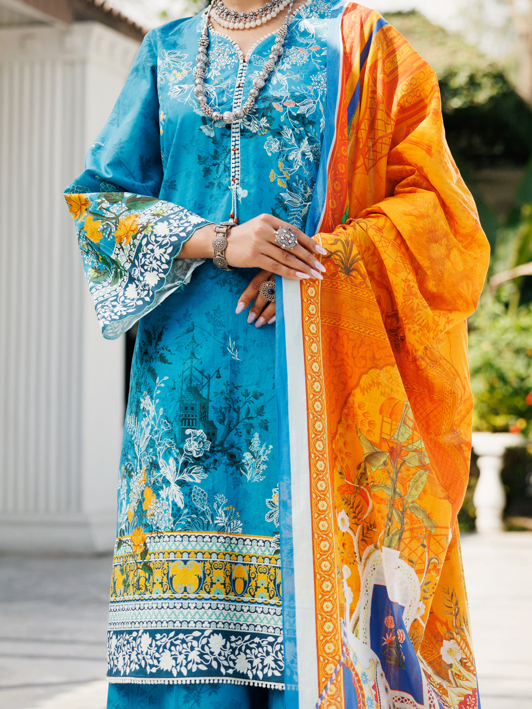Almirah | Traditional Tale | ALP-3PS-2117 L Denium Blue Lawn