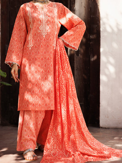 Almirah | Traditional Tale | ALP-3PS-2129 XS Pinkish Orange Lawn