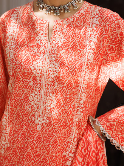 Almirah | Traditional Tale | ALP-3PS-2129 M Pinkish Orange Lawn