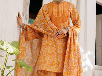 Almirah | Traditional Tale | ALP-3PS-2131 L Champagne Gold Lawn