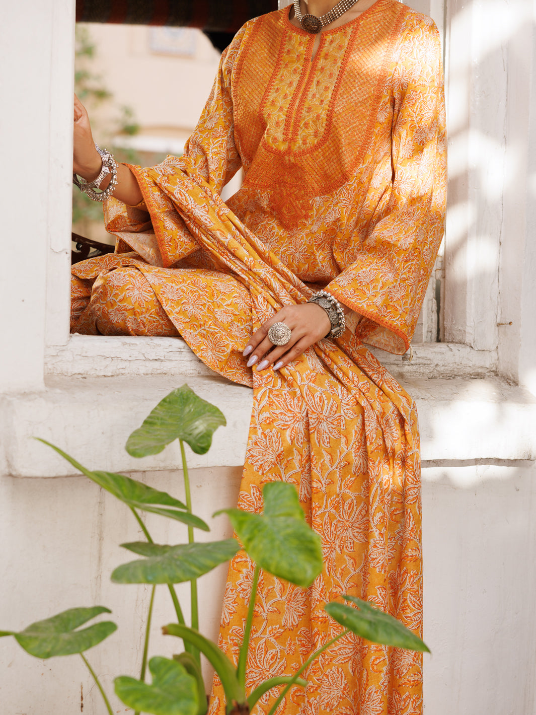 Almirah | Traditional Tale | ALP-3PS-2131 XL Champagne Gold Lawn