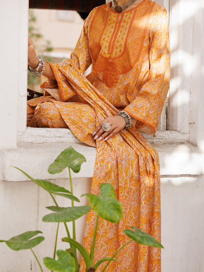 Almirah | Traditional Tale | ALP-3PS-2131 XL Champagne Gold Lawn