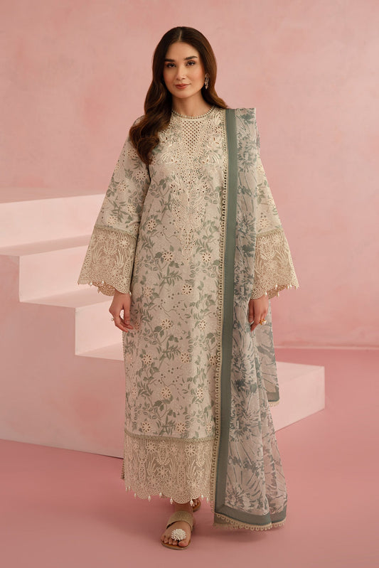 Afrozeh | Floral Charm 25 | Kylon XS Beige Lawn
