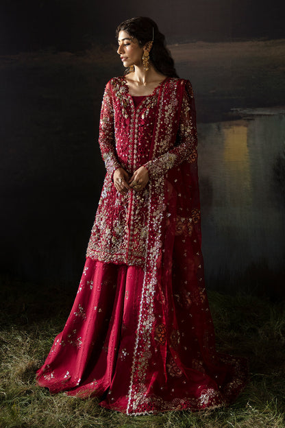 Afrozeh | Hayat Wedding Formals 24 | Abeer XS Maroon Organza