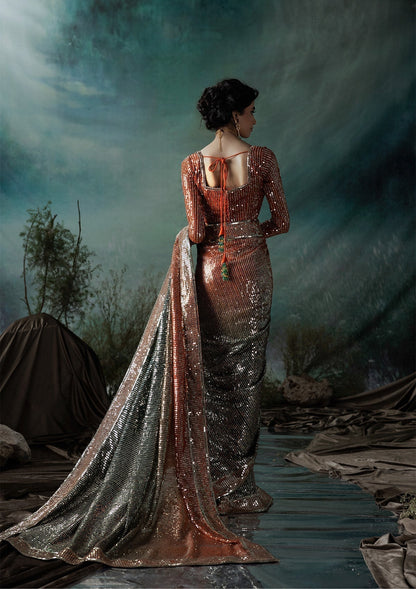 Aik Atelier | Sari Edit 2024 | SARI EDIT '24 VOL. 1 - LOOK 02 - Pakistani Designer Dress - by Aik Atelier | Type: Ladies Clothes - 100% Original at Saira Sultan