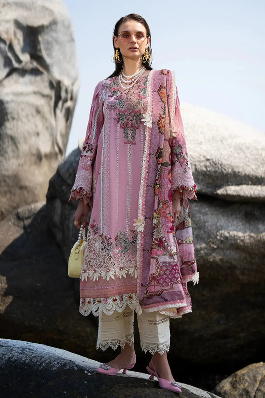 AJR Couture | Alif Signature Luxury Lawn 24 | Rosy - Pakistani Designer Dress - by AJR Couture | Type: Luxury - 100% Original at Saira Sultan