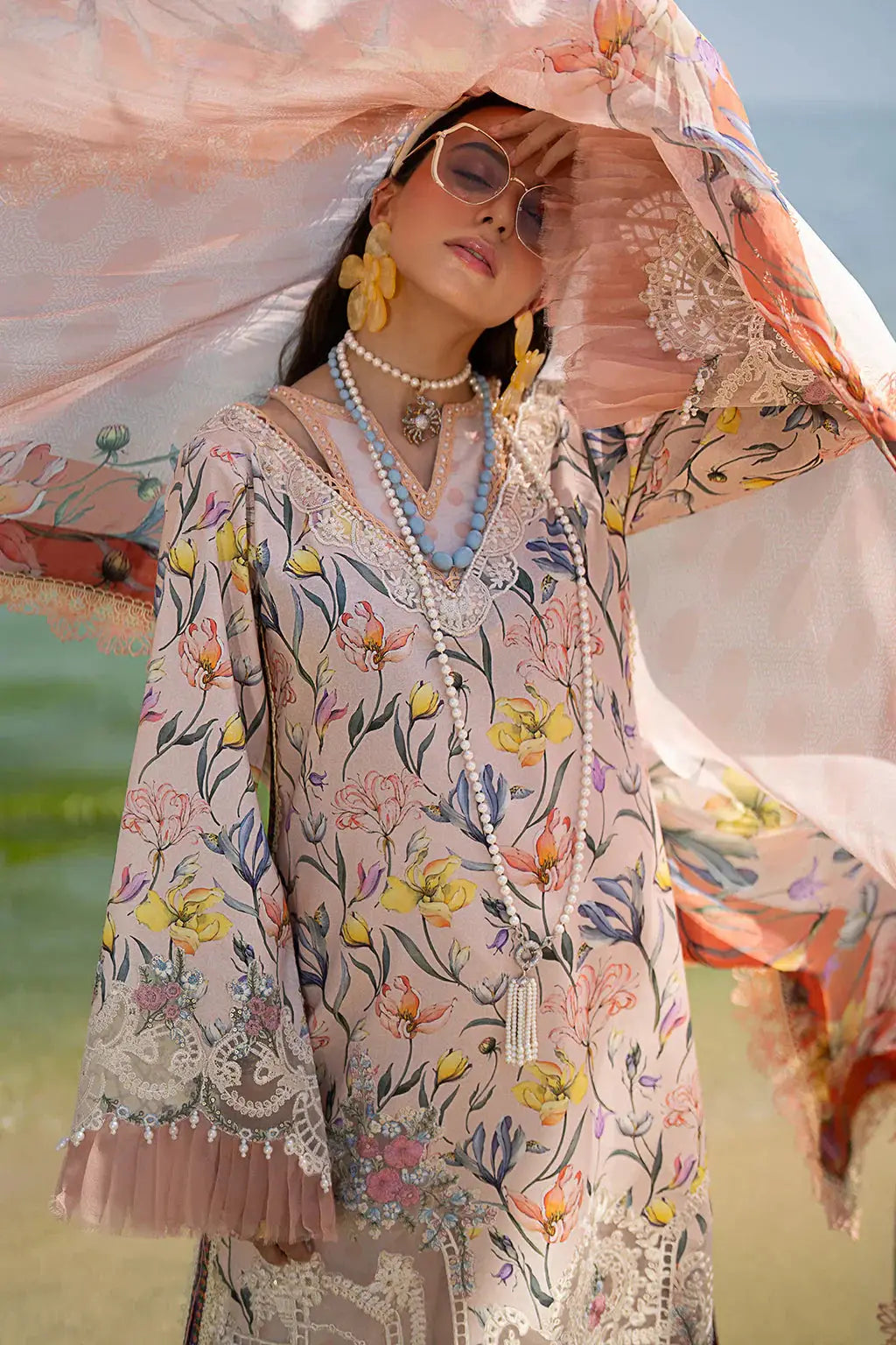 AJR Couture | Alif Signature Luxury Lawn 24 | Blooming - Pakistani Designer Dress - by AJR Couture | Type: Luxury - 100% Original at Saira Sultan