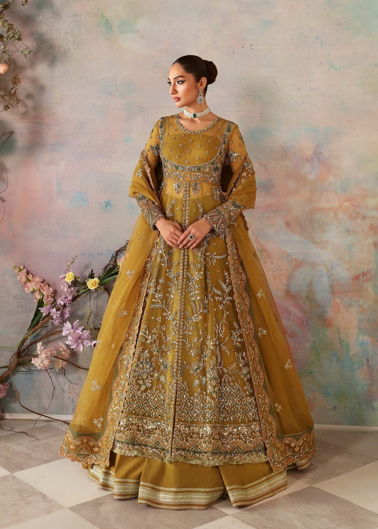 Akbar Aslam | Deewani Wedding Formals | Sierra XS Old Gold Organza