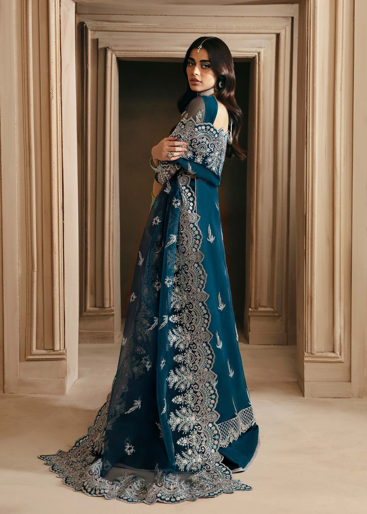 Akbar Aslam | Deewani Wedding Formals | Calista S Deep Teal Organza