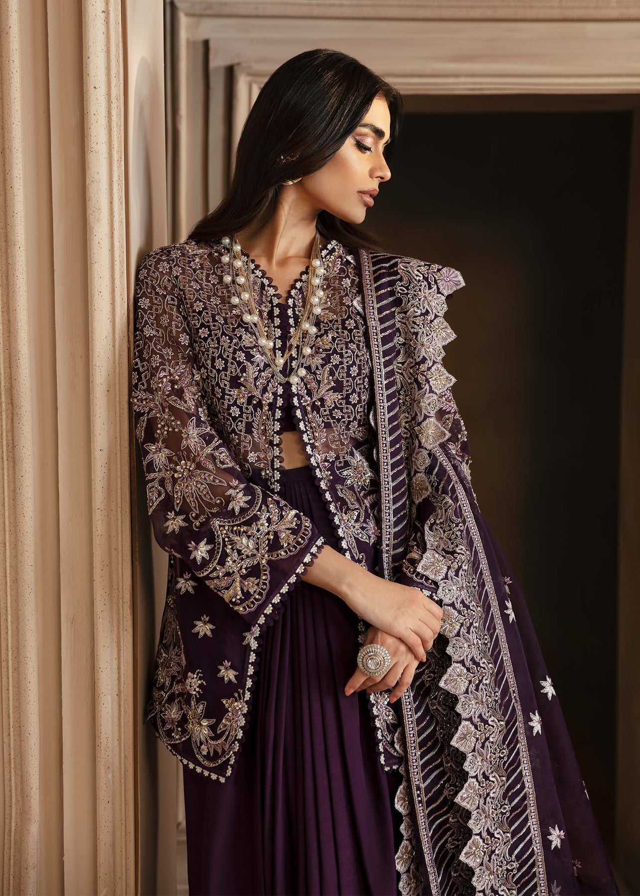 Akbar Aslam | Deewani Wedding Formals | Elowen M Deep Purple Organza
