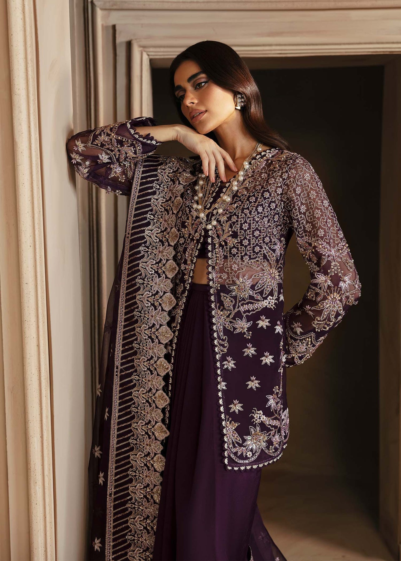 Akbar Aslam | Deewani Wedding Formals | Elowen XL Deep Purple Organza