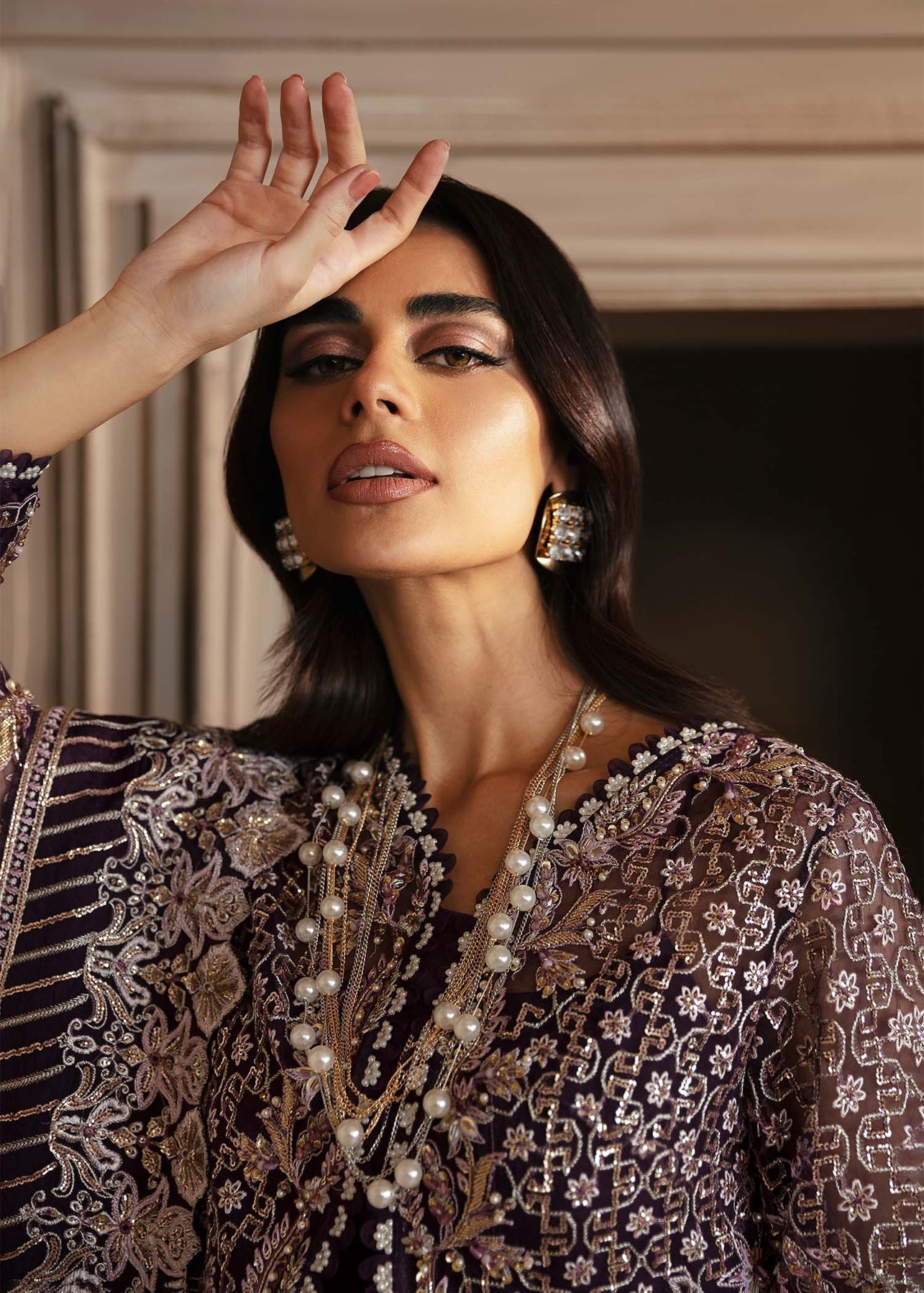 Akbar Aslam | Deewani Wedding Formals | Elowen Custom Size Deep Purple Organza