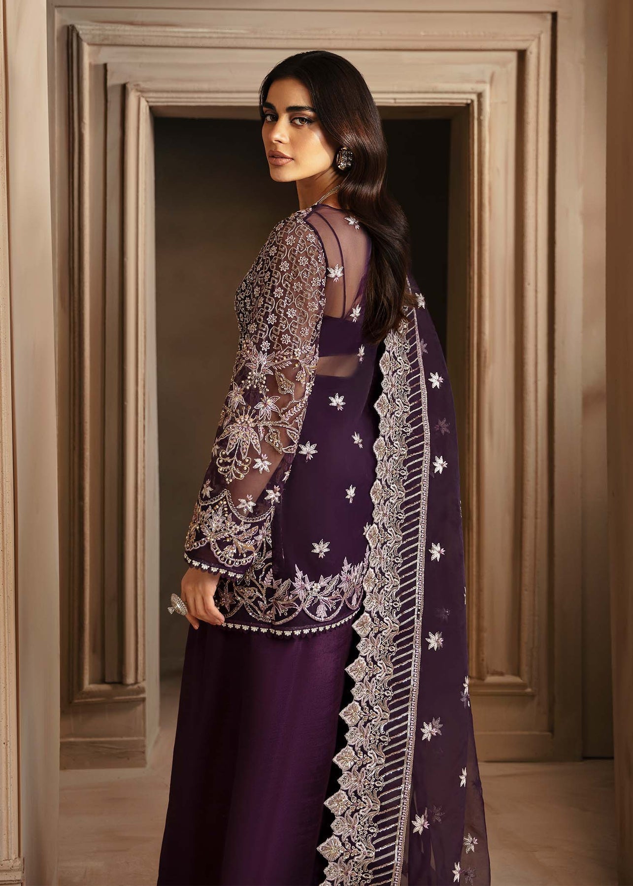 Akbar Aslam | Deewani Wedding Formals | Elowen S Deep Purple Organza