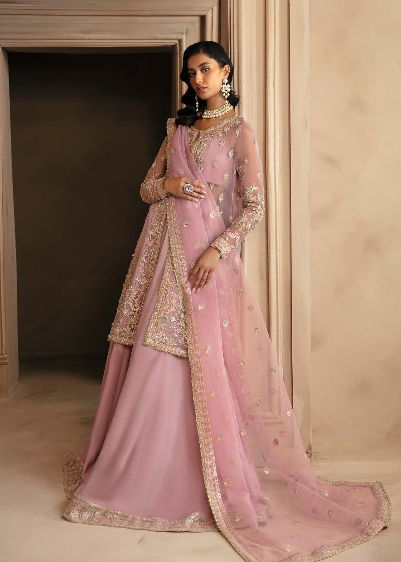 Akbar Aslam | Deewani Wedding Formals | Seraphine Custom Size Pink Organza