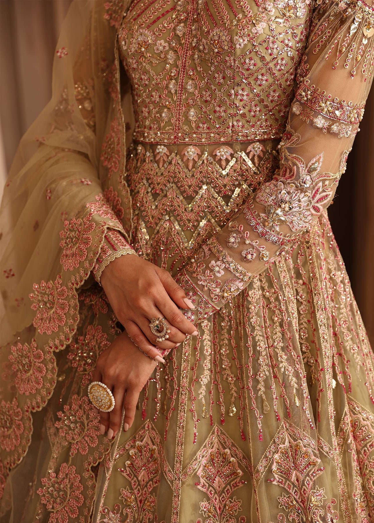 Akbar Aslam | Deewani Wedding Formals | Vespera L Dark Beige Net