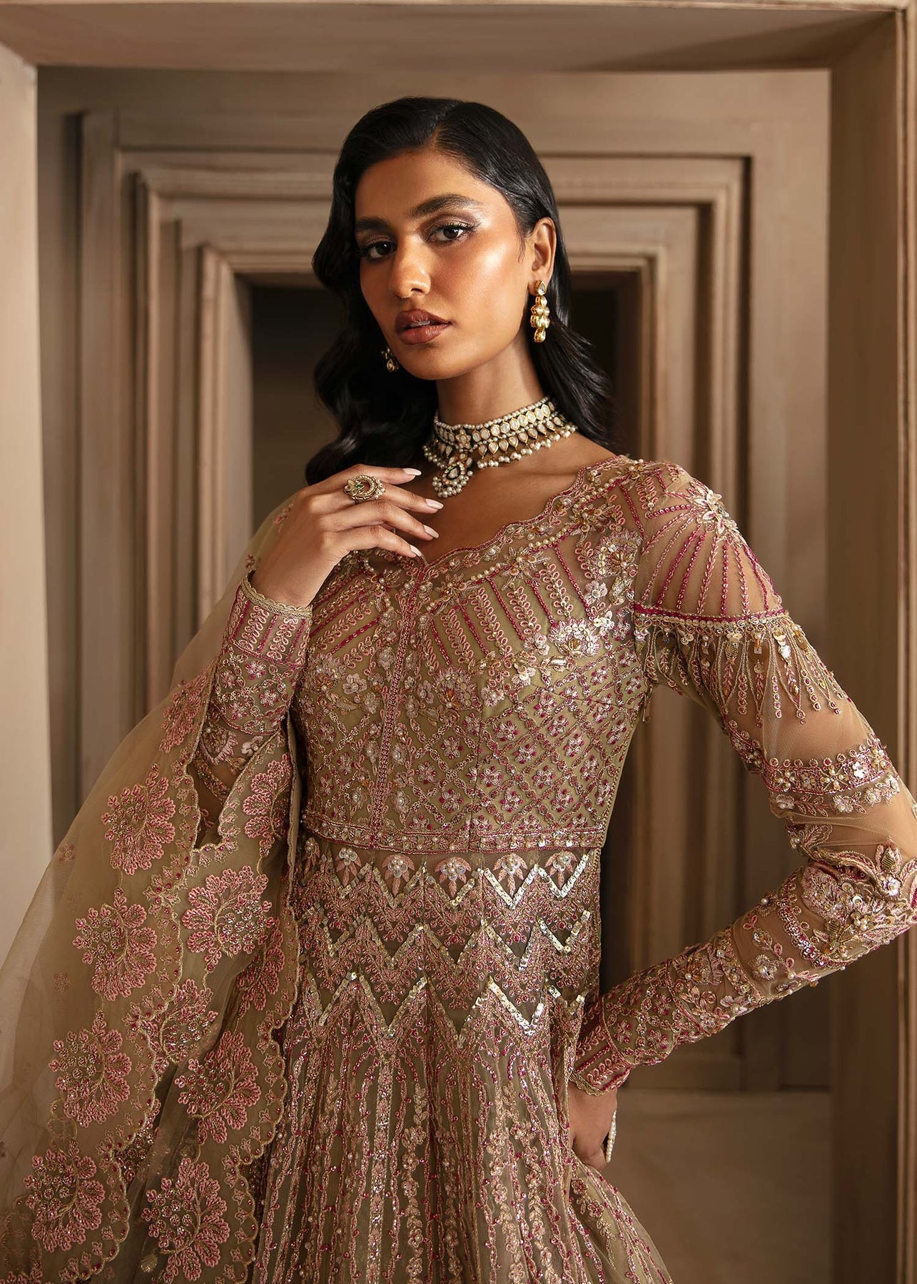 Akbar Aslam | Deewani Wedding Formals | Vespera XL Dark Beige Net