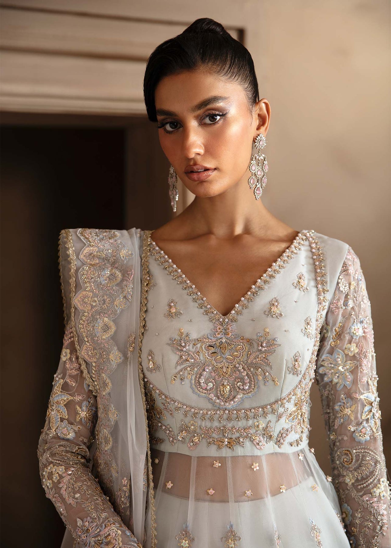 Akbar Aslam | Deewani Wedding Formals | Ophelia XL Ice Blue Organza