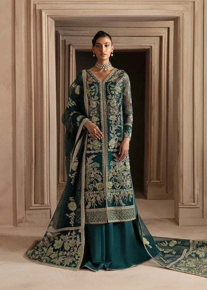 Akbar Aslam | Deewani Wedding Formals | Celeste XS Deep Teal Green Organza