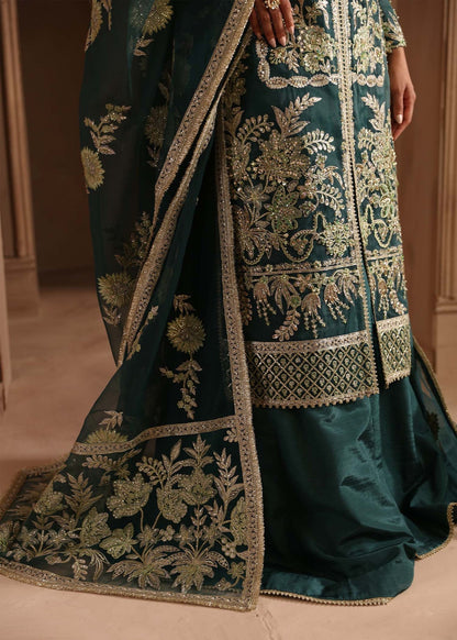 Akbar Aslam | Deewani Wedding Formals | Celeste L Deep Teal Green Organza