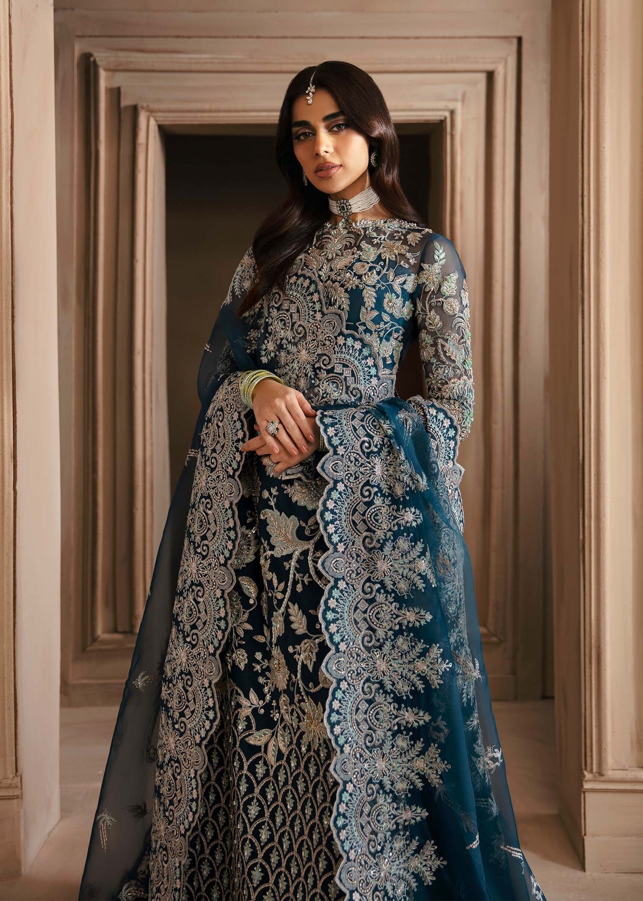Akbar Aslam | Deewani Wedding Formals | Calista XL Deep Teal Organza