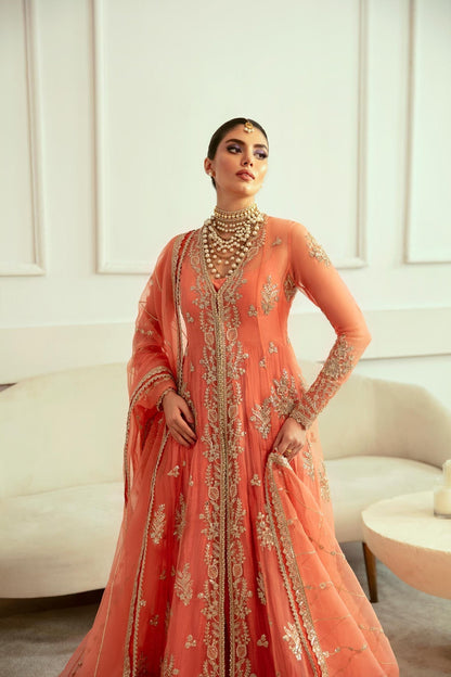 Akbar Aslam | Velora Formal Pret | Carmina L Orange Organza