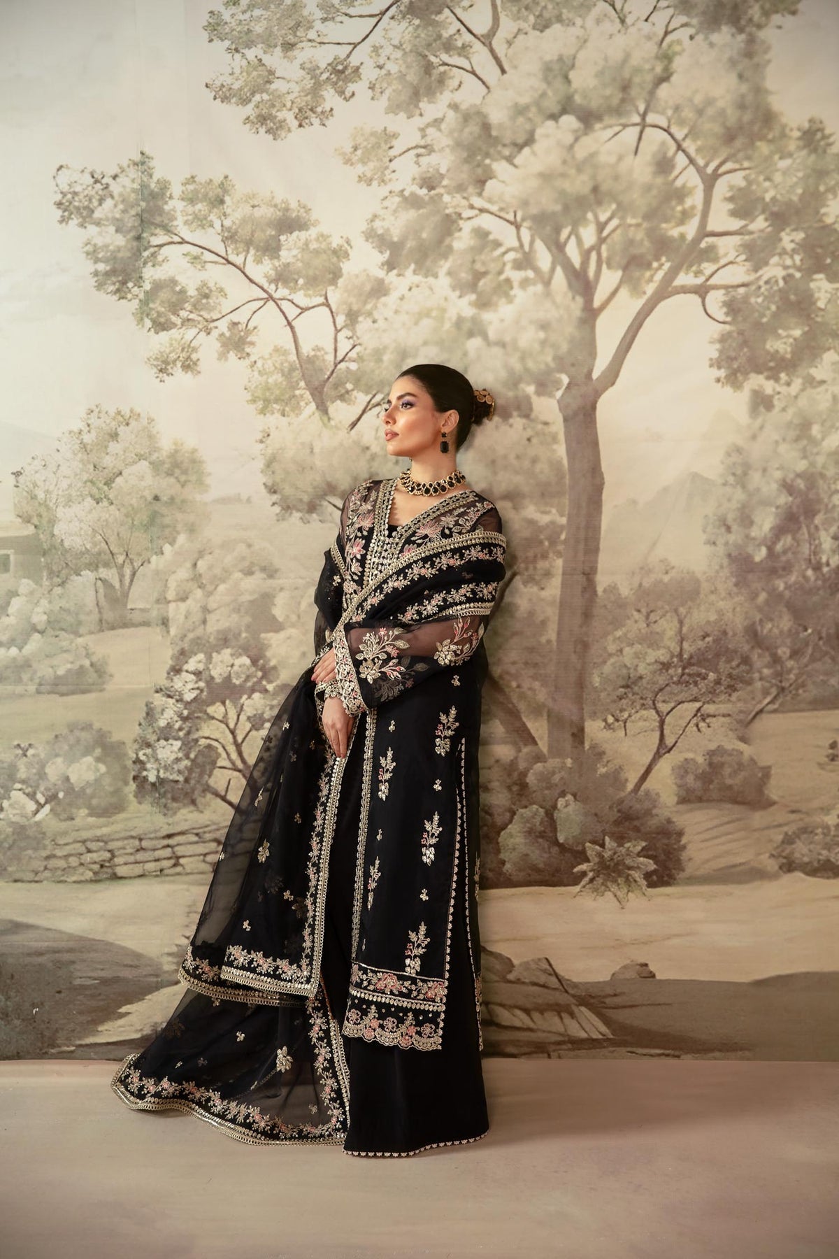 Akbar Aslam | Velora Formal Pret | Nebula L Black Organza
