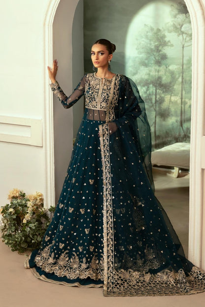 Akbar Aslam | Velora Formal Pret | Beryl XS Teal Organza