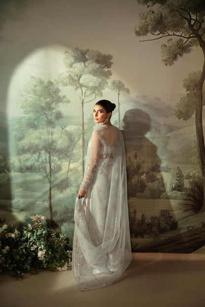 Akbar Aslam | Velora Formal Pret | Ecru S Light Pistachio Organza