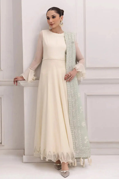 Alizeh | Formals Collection | Off White Dress 3 piece - RTW1007 - Pakistani Designer Dress - by Alizeh | Type: Formal - 100% Original at Saira Sultan