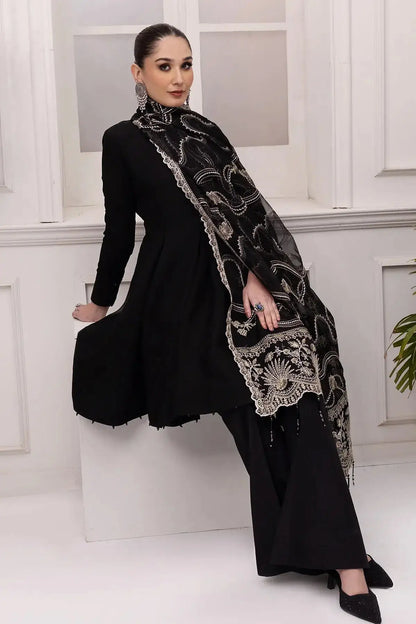 Alizeh | Formals Collection | Black Dress 3 piece - RTW1008 - Pakistani Designer Dress - by Alizeh | Type: Formal - 100% Original at Saira Sultan