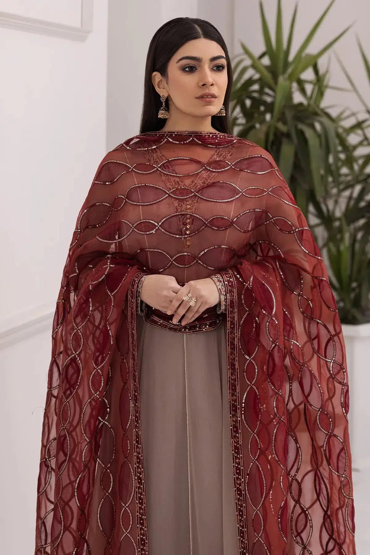 Alizeh | Formals Collection | Beige Dress 3 piece - RTW1010 - Pakistani Designer Dress - by Alizeh | Type: Formal - 100% Original at Saira Sultan