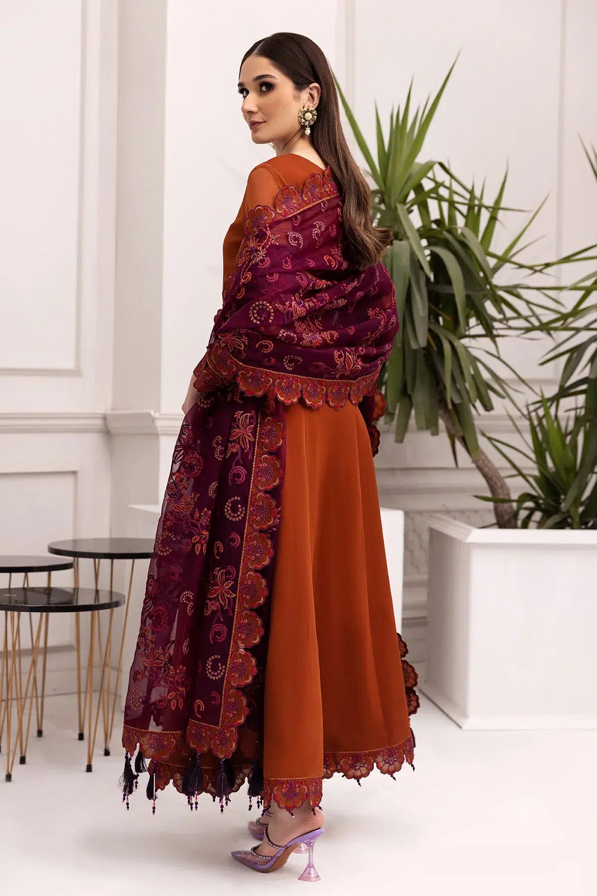 Alizeh | Formals Collection | Rust Dress 3 piece - RTW1011 - Pakistani Designer Dress - by Alizeh | Type: Formal - 100% Original at Saira Sultan