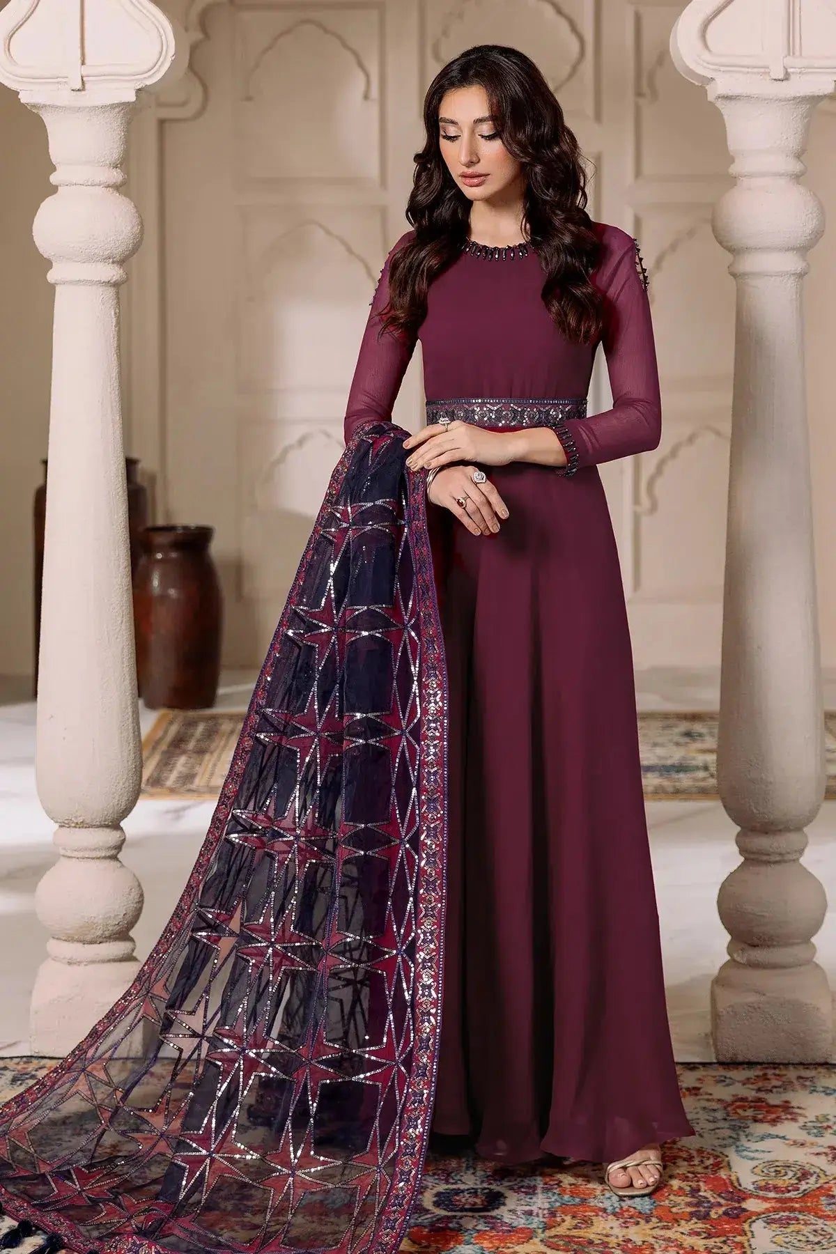 Alizeh | Formals Collection | Magenta 3 piece - RTW1013 - Pakistani Designer Dress - by Alizeh | Type: Formal - 100% Original at Saira Sultan