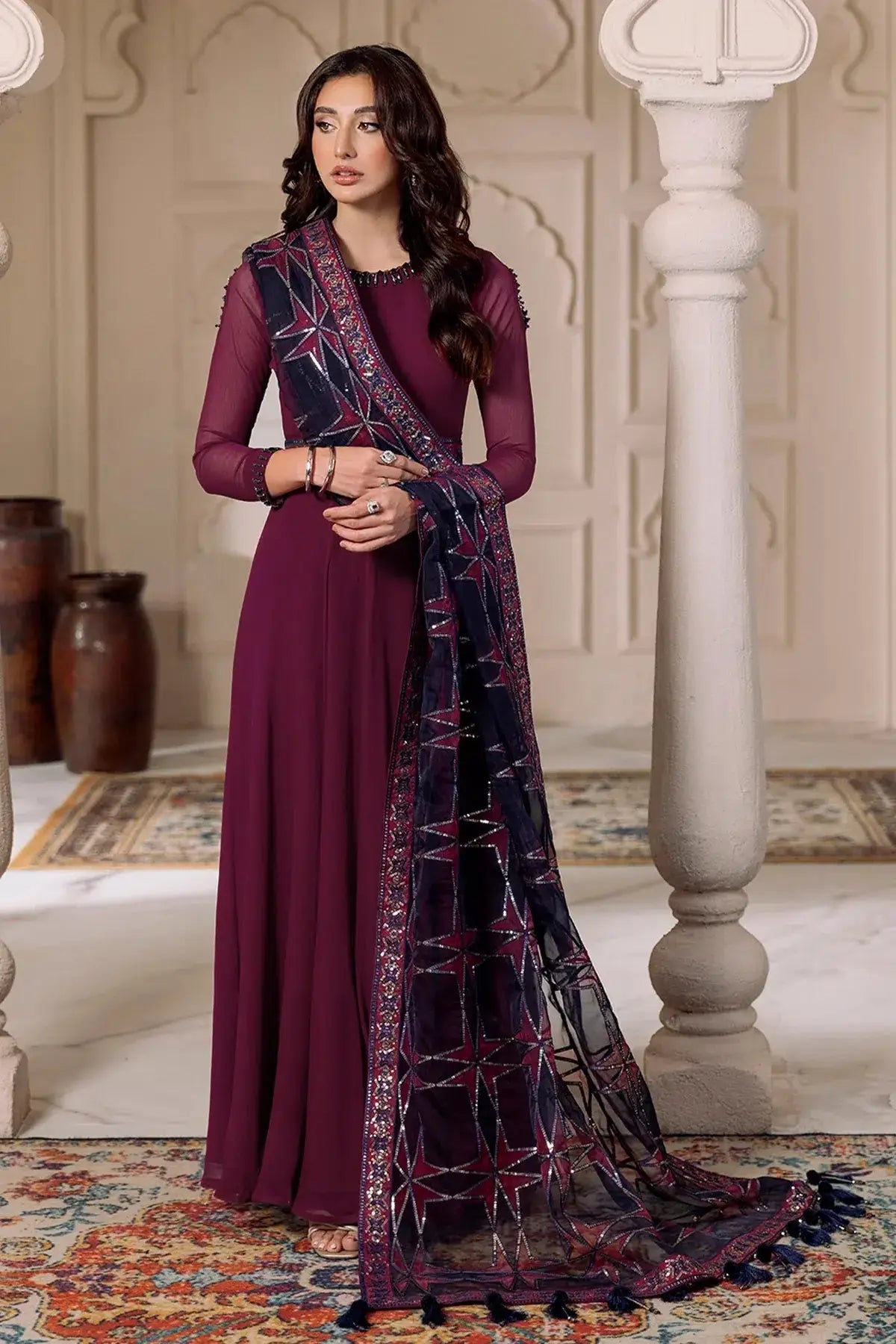 Alizeh | Formals Collection | Magenta 3 piece - RTW1013 - Pakistani Designer Dress - by Alizeh | Type: Formal - 100% Original at Saira Sultan