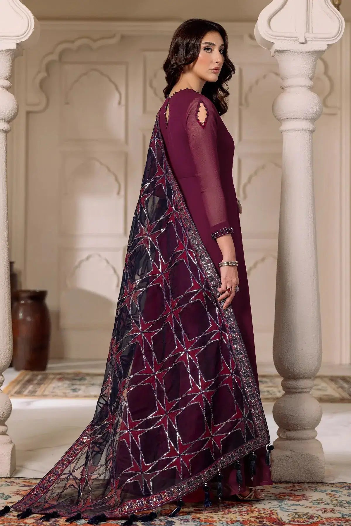 Alizeh | Formals Collection | Magenta 3 piece - RTW1013 - Pakistani Designer Dress - by Alizeh | Type: Formal - 100% Original at Saira Sultan