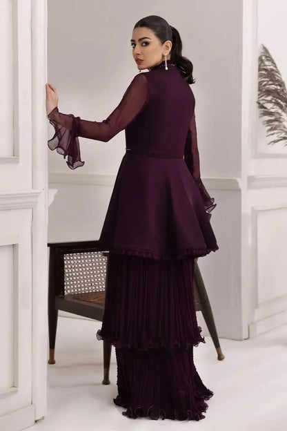 Alizeh | Formals Collection | Purple Frock 2 piece - RTW1001 - Pakistani Designer Dress - by Alizeh | Type: Formal - 100% Original at Saira Sultan