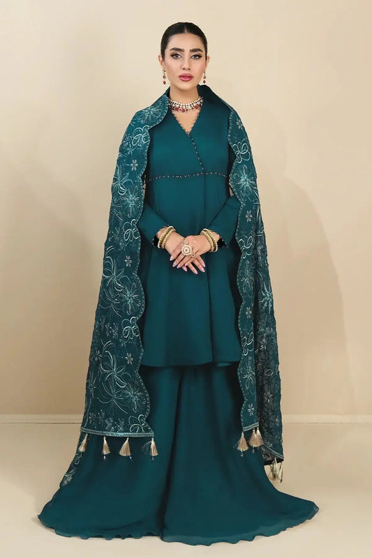 Alizeh | Formals Collection | Sea Green Peplum 3 piece - RTW1015 - Pakistani Designer Dress - by Alizeh | Type: Formal - 100% Original at Saira Sultan
