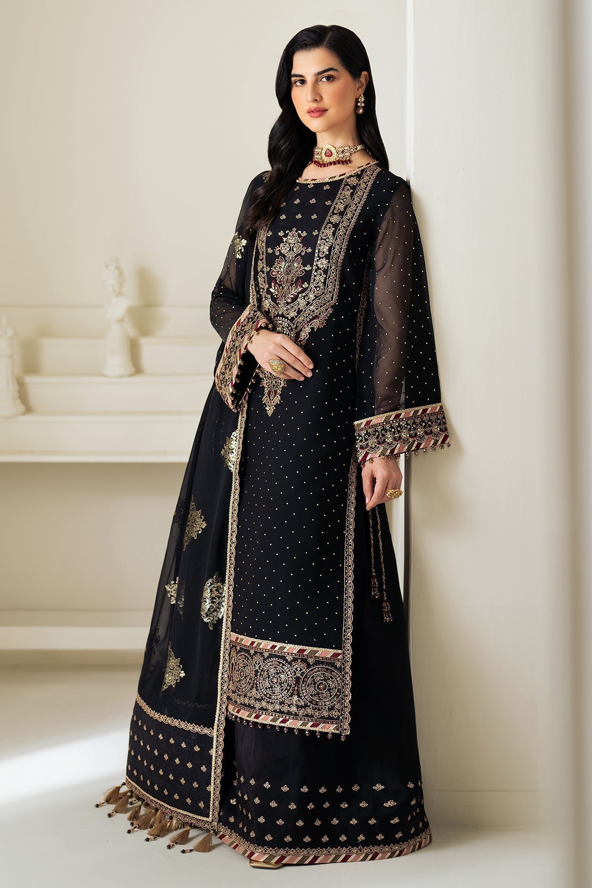 Alizeh | Selene Luxury Chiffon Collection 25 | AF-PS-8005-Alba XL Black Chiffon