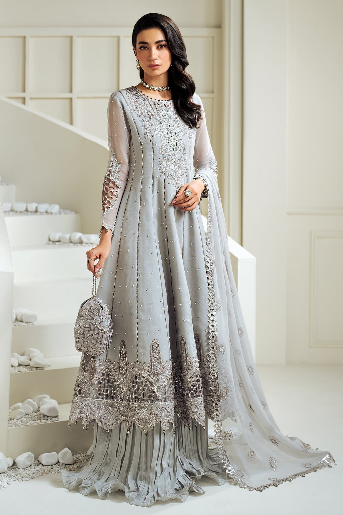 Alizeh | Selene Luxury Chiffon Collection 25 | AF-PS-8002-Luna L Gray Chiffon