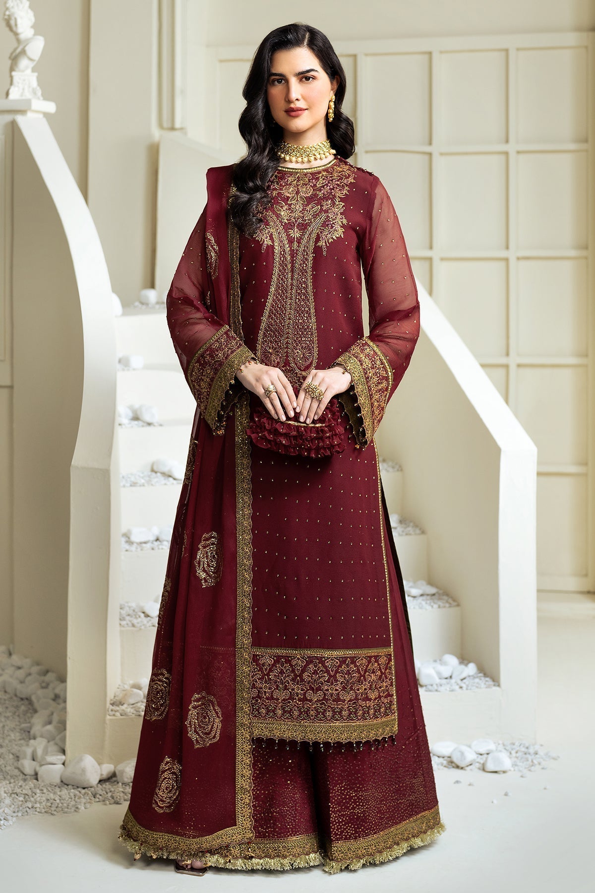 Alizeh | Selene Luxury Chiffon Collection 25 | AF-PS-8007-Gina XS Maroon Chiffon