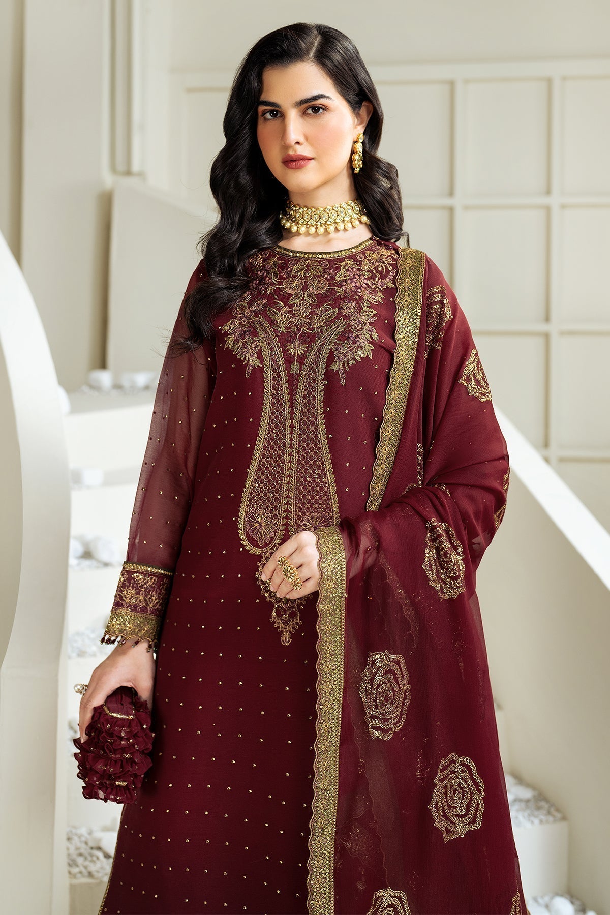 Alizeh | Selene Luxury Chiffon Collection 25 | AF-PS-8007-Gina M Maroon Chiffon