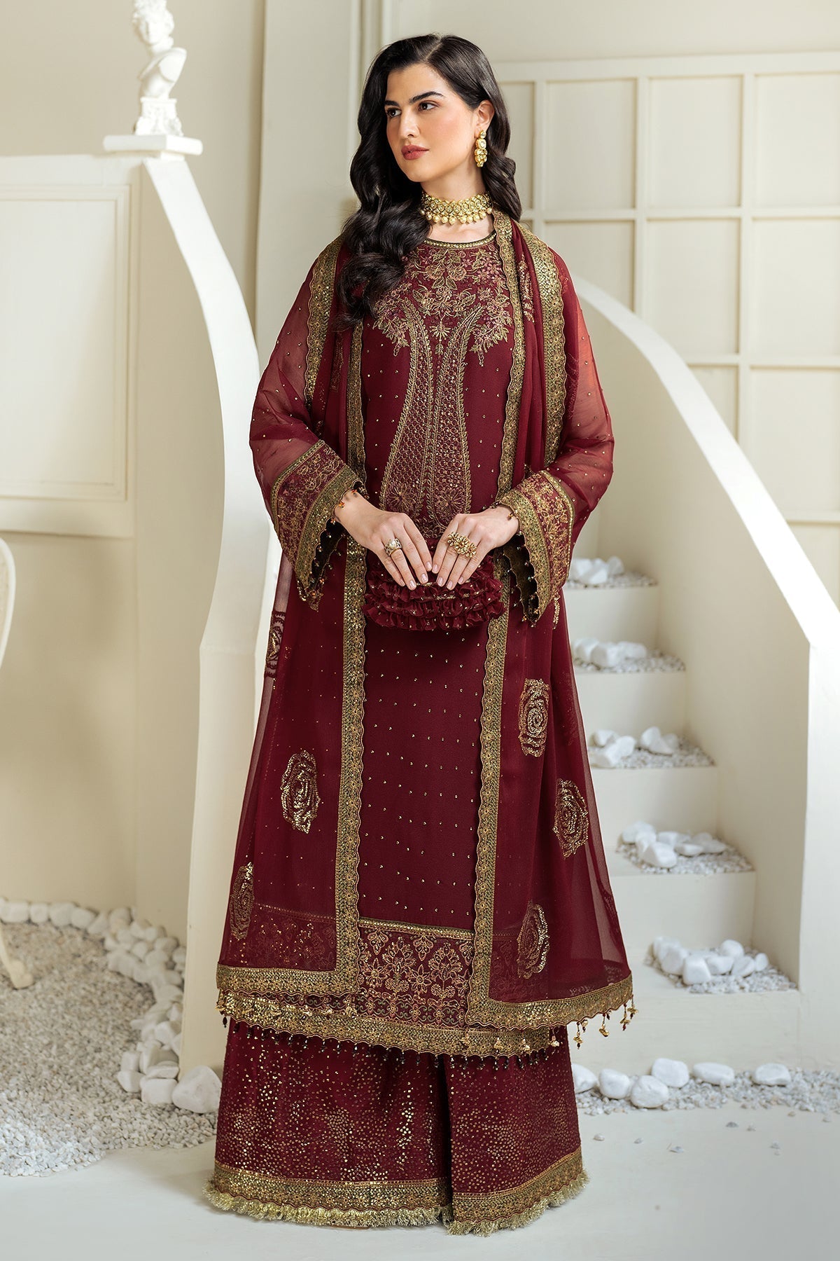 Alizeh | Selene Luxury Chiffon Collection 25 | AF-PS-8007-Gina L Maroon Chiffon