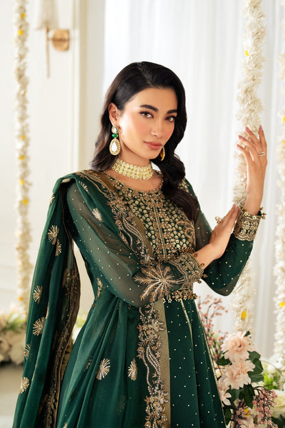 Alizeh | Selene Luxury Chiffon Collection 25 | AF-PS-8003-Citrus M Bottle Green Chiffon