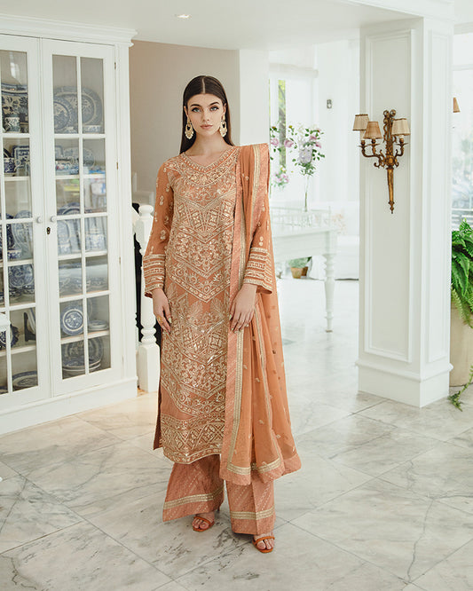 Maryum n Maria | Freesia Ariya Formals |  SW23-505 - Rosy Brown - Parisa - Pakistani Designer Dress - by Maryum N Maria | Type: Formal - 100% Original at Saira Sultan