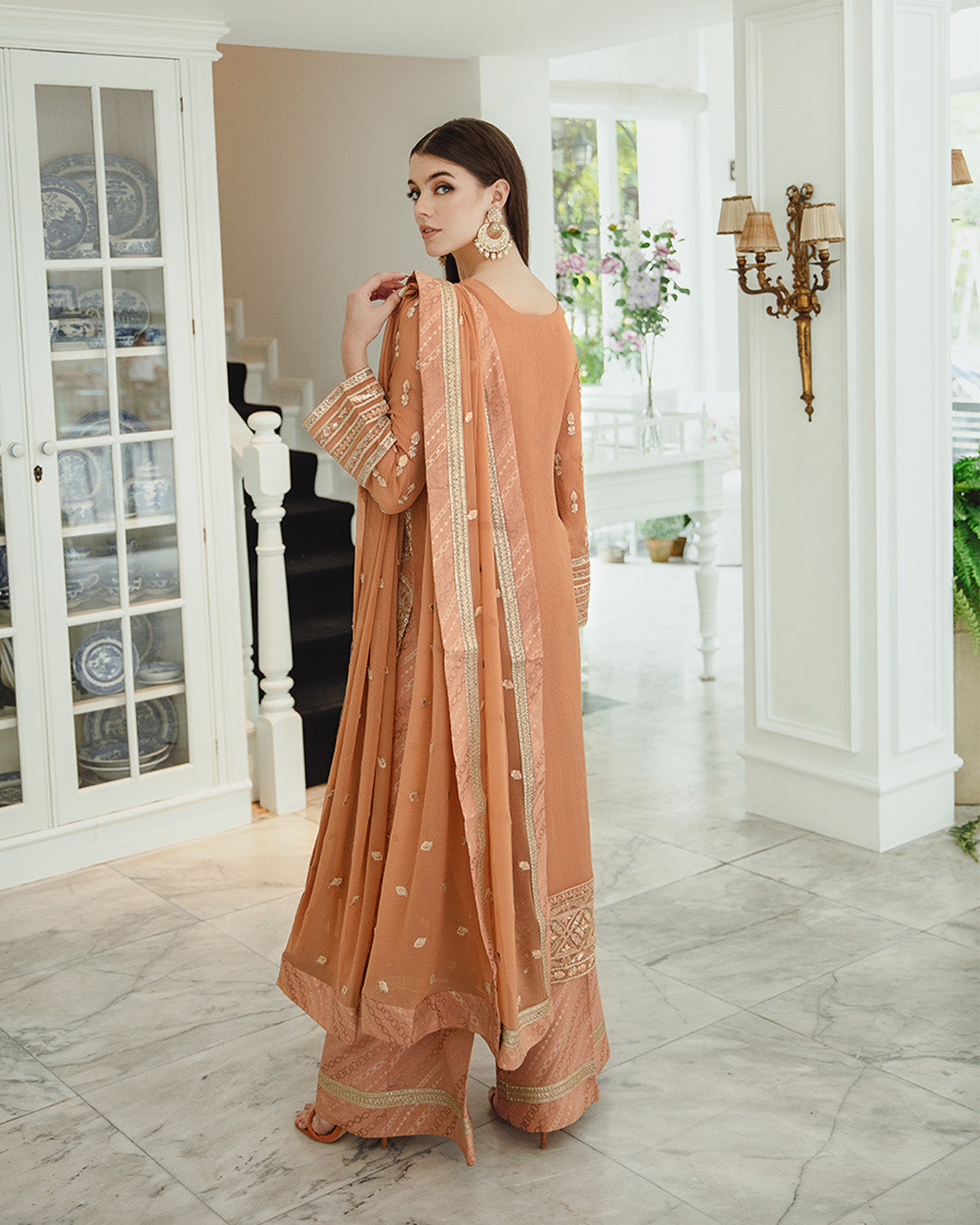 Maryum n Maria | Freesia Ariya Formals |  SW23-505 - Rosy Brown - Parisa - Pakistani Designer Dress - by Maryum N Maria | Type: Formal - 100% Original at Saira Sultan