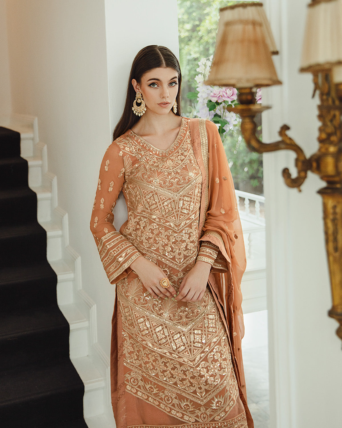 Maryum n Maria | Freesia Ariya Formals |  SW23-505 - Rosy Brown - Parisa - Pakistani Designer Dress - by Maryum N Maria | Type: Formal - 100% Original at Saira Sultan