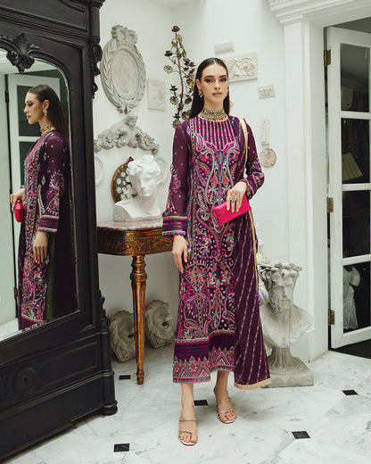 Maryum n Maria | Freesia Ariya Formals | SW23-502 - PLUM - Roshan - Pakistani Designer Dress - by Maryum N Maria | Type: Formal - 100% Original at Saira Sultan