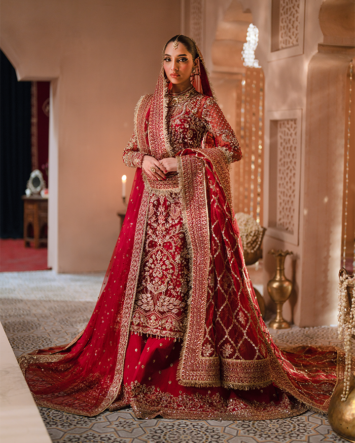 Zevk | Mughal Raniya | Mughal Mah Rani S Red Organza